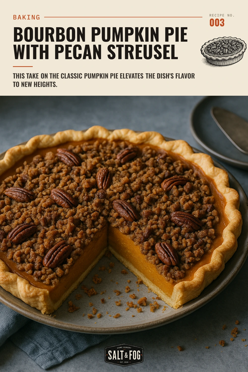 Bourbon Pumpkin Pie with Pecan Streusel — Salt & Fog