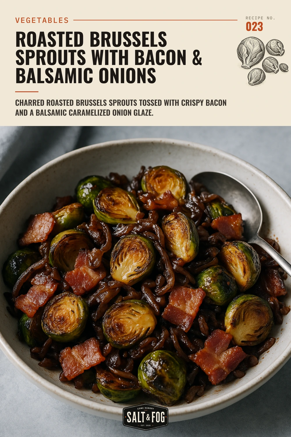 Roasted Brussels Sprouts with Bacon & Balsamic Onions — Salt & Fog